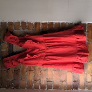 Ruffled Sleeveless coral dress